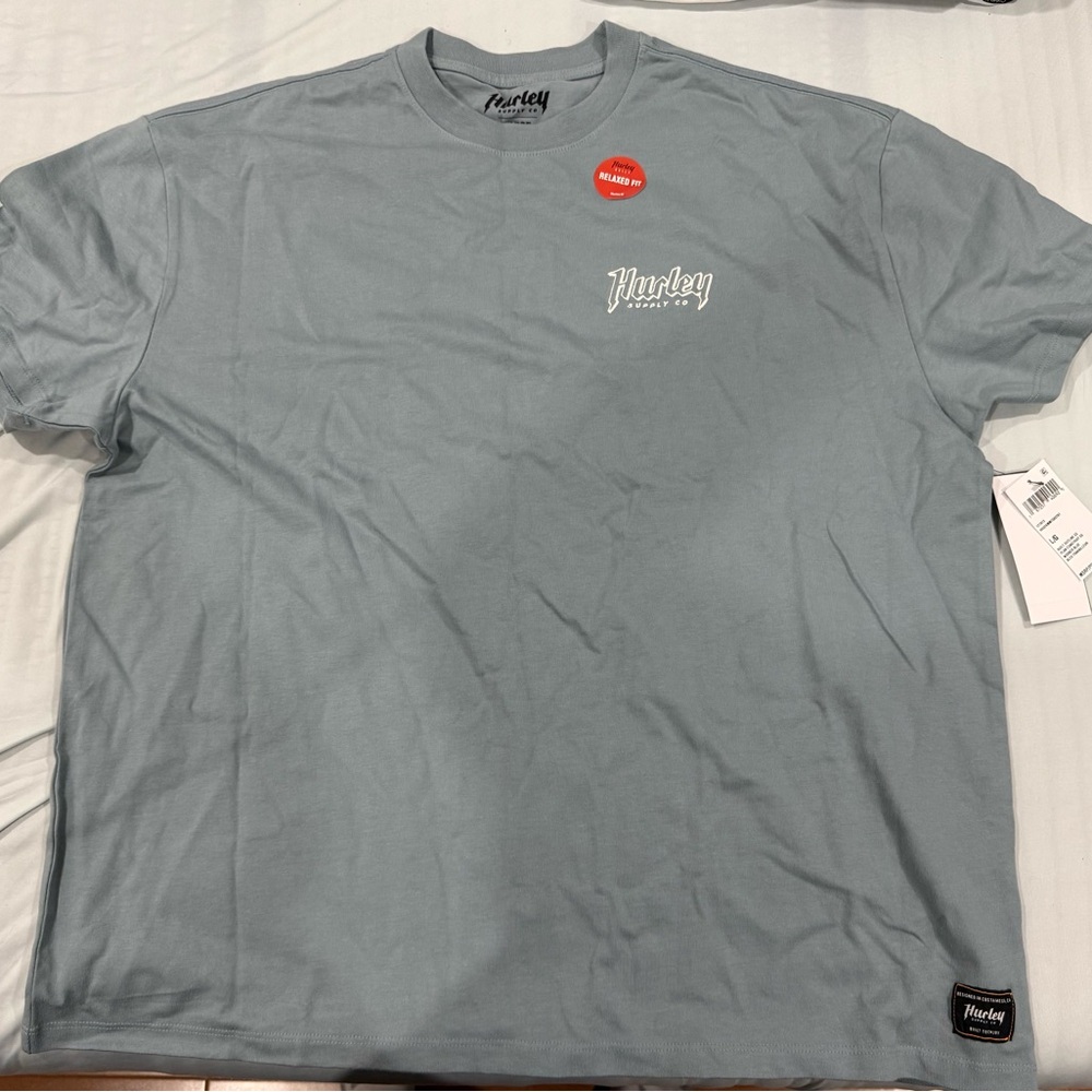 Hurley Relaxed Fit Tee in Dusty Blue with White Logo